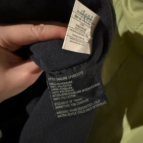 $180 London Fog Sage Green Hooded Utility Rain Jacket Size 12 - Picture 7 of 9